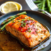 Baked salmon in foil with asparagus