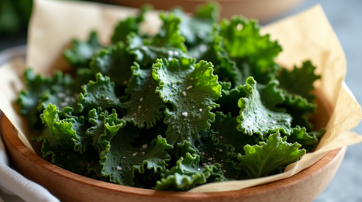 Oil free crispy kale chips