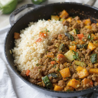 Ground beef skillet with sweet potatoes
