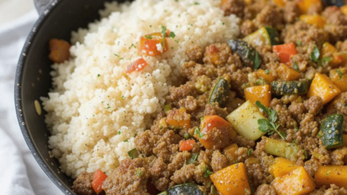 Ground beef skillet with sweet potatoes