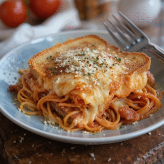 Spaghetti grilled cheese melt